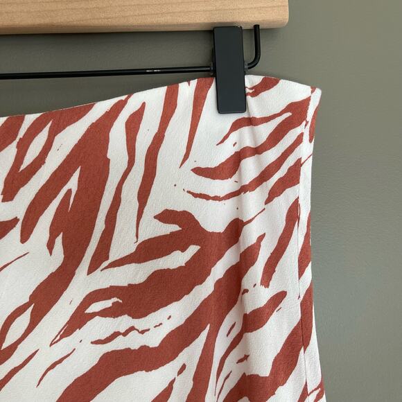 Rails Anya Midi Skirt In Rust Zebra Size Large White Redish Brown Zebra Print - Picture 7 of 16